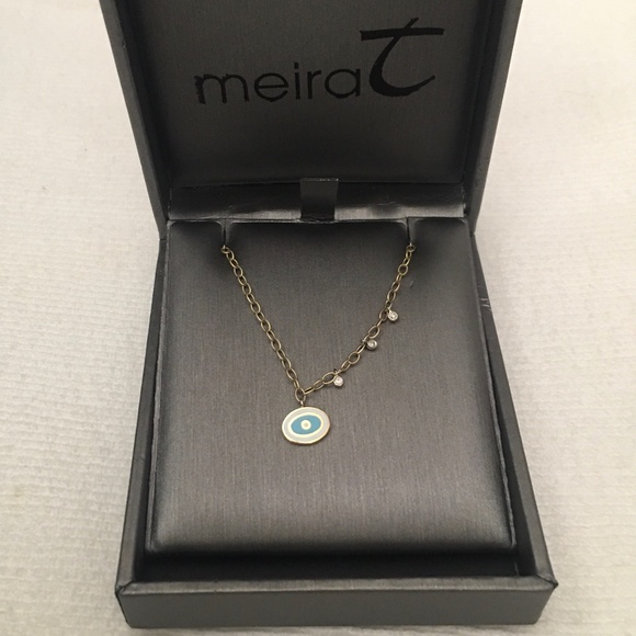 Meira T 18k and Enamel Evil Eye Necklace with Diamond charms - Picture 1 of 5